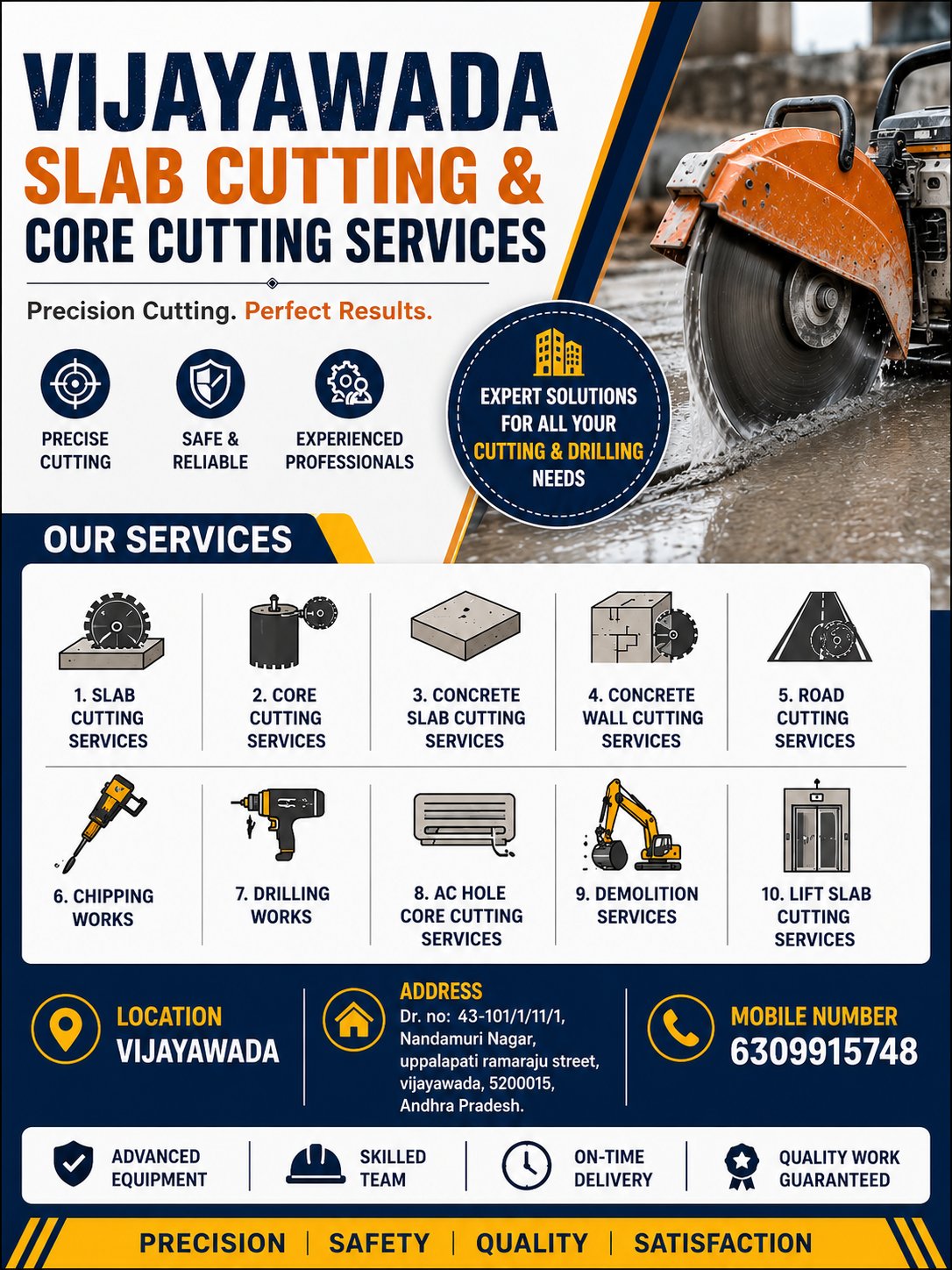 Vijayawada Slab Cutting Services - Call 6309915748